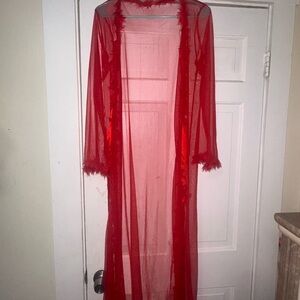 Elegant Red Sheer Robe